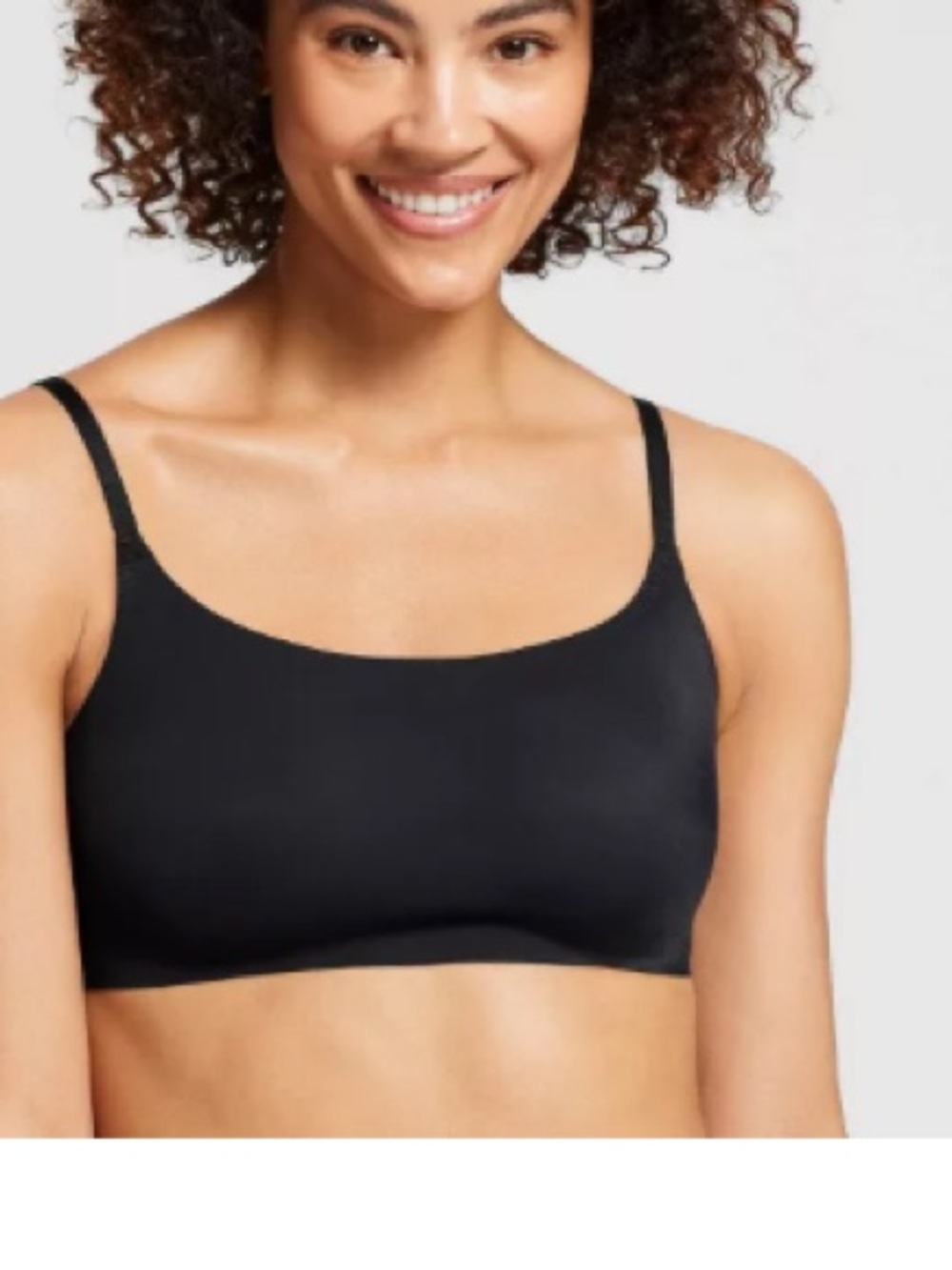 True & Co. True Everybody Adjustable Strap Scoop Neck Bra, Black, Large, NWT